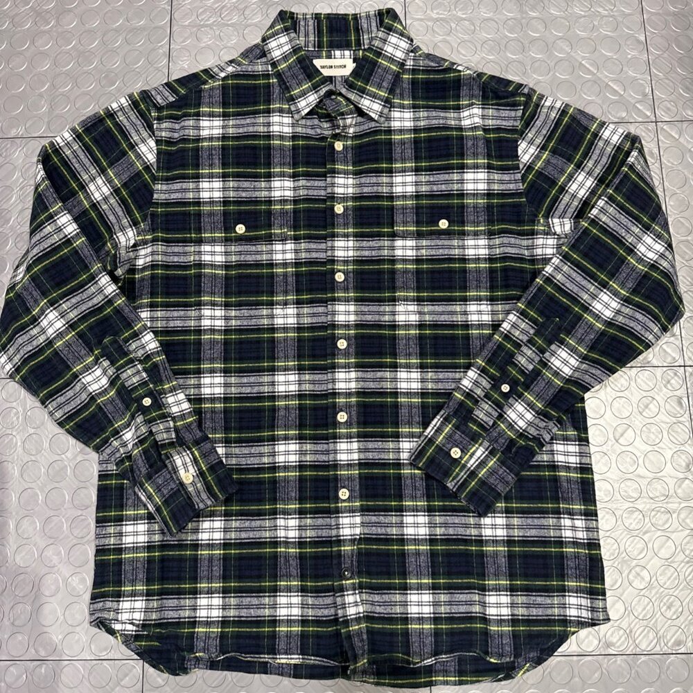 Taylor Stitch Yosemite Chamois Flannel Shirt Stewart Tartan Plaid 44 L/XL